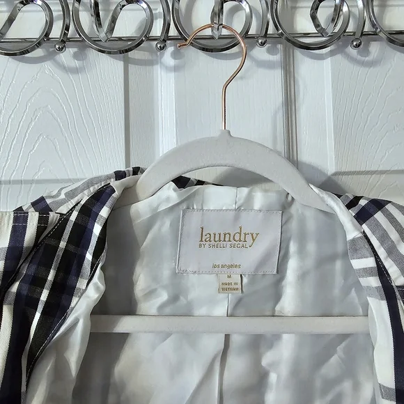 HP🎉 Laundry by Shelli Segal Plaid Trench Coat - Size M - Picture 10 of 16